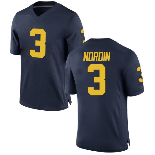 Quinn Nordin Michigan Wolverines Men's NCAA #3 Navy Replica Brand Jordan College Stitched Football Jersey EVE5154NT